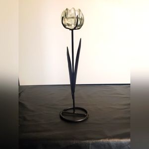Vintage Metal Flower Stem Votive Candle Holder